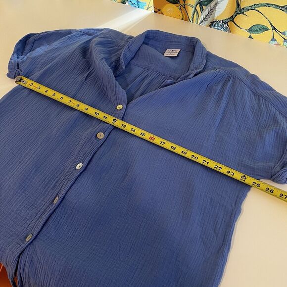 CMC Color Me Cotton Blue Gauzy Cotton Shirt Sz L Oversized Lagenlook Modest - Picture 7 of 8
